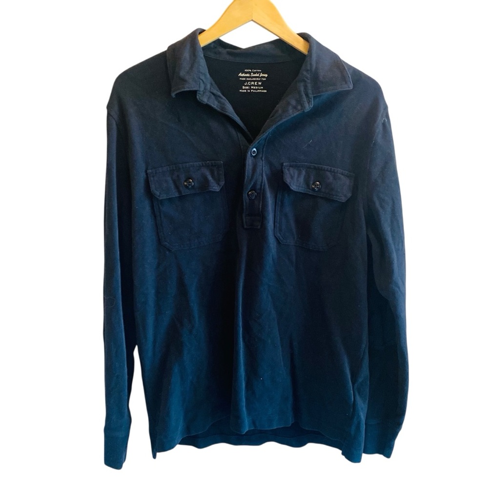 J. CREW NWT Authentic Sueded Jersey Long Sleeve Polo Shirt